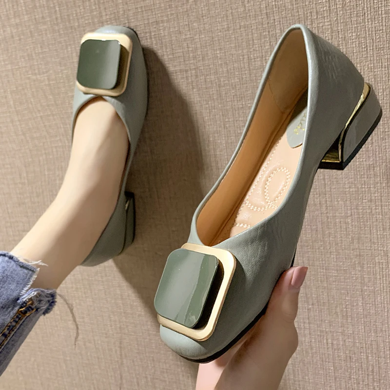 

Новые повседневные кожаные туфли-лодочки на среднем массивном каблуке 3 см, осенние женские офисные повседневные туфли-лодочки на каблуке