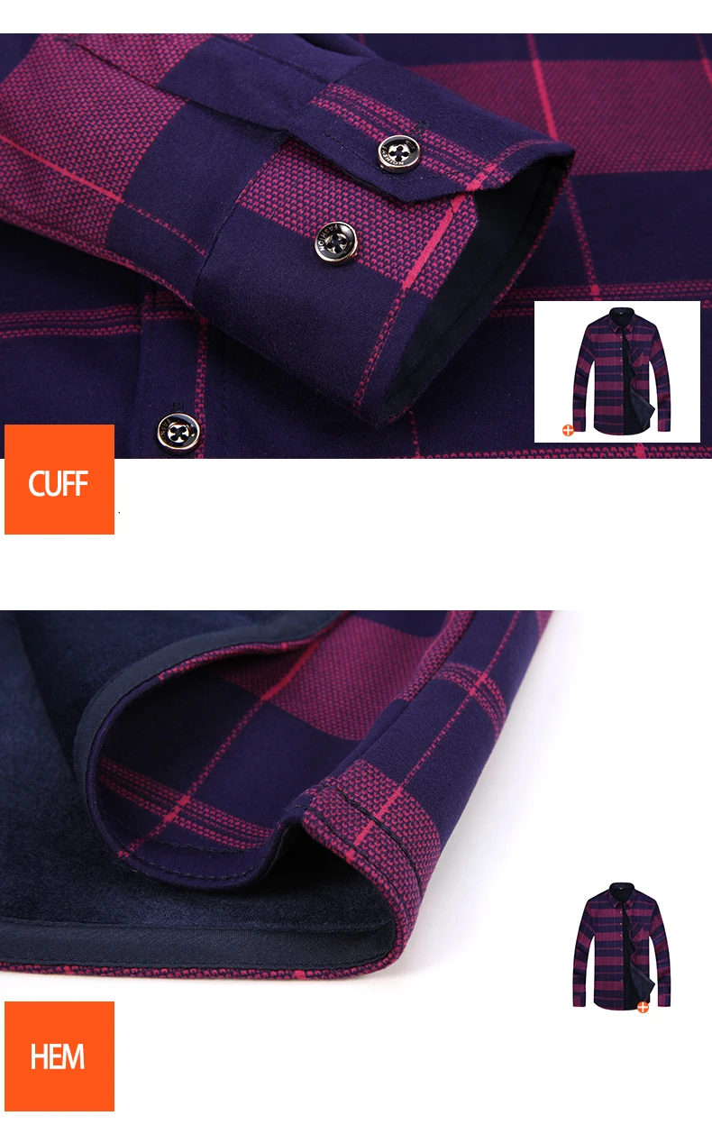 Aoliwen 2019 NEW Winter warm shirt men plus velvet thick double Print plaid stretch clothes Flannel wool | Мужская одежда
