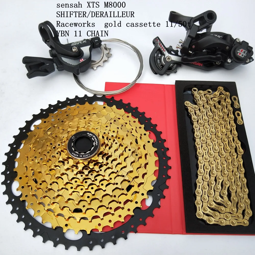 11 скоростей MTB Groupset 50T Золотая кассета рычаг переключения передач задний