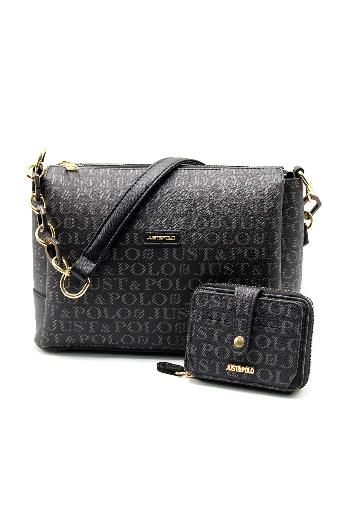 

Women's Black Print Pattern Shoulder Bag and Wallet Set Jpt2028-06