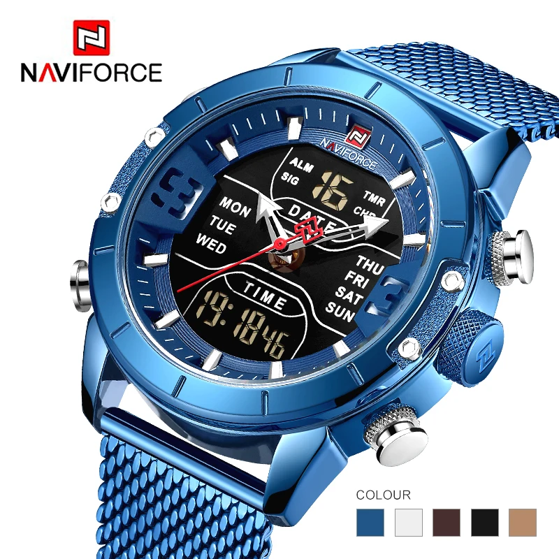 Naviforce 2019 Новинка 9153 Спортивные Цифровые мужские часы в стиле милитари лучший