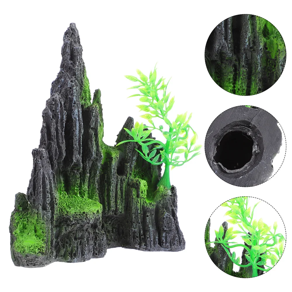 

1pc Mountain View Aquarium Ornament Fish Tank Decoration Landscaping Resin Craft