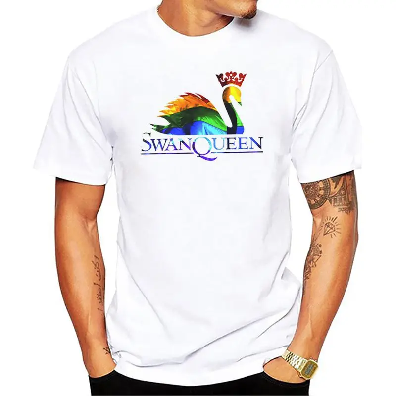 Мужские футболки с коротким рукавом и принтом Лебедь королева Летние