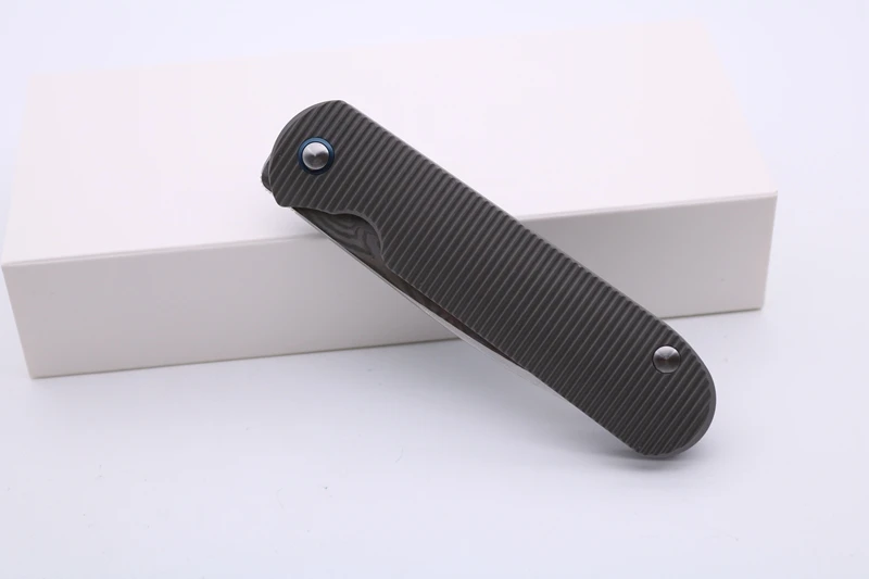 Smke ножи Shamwari передний Флиппер складной карманный нож 3,5 ”дамасское лезвие 3D титановая ручка тактический нож для выживания