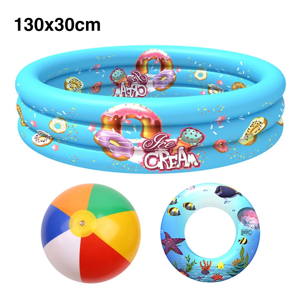 

Swimming Portable Water Game Toddler PVC Inflatable Kiddie Pool Indoor Outdoor Ocean Ball 3 Ring Cycles Round Paddling Funny