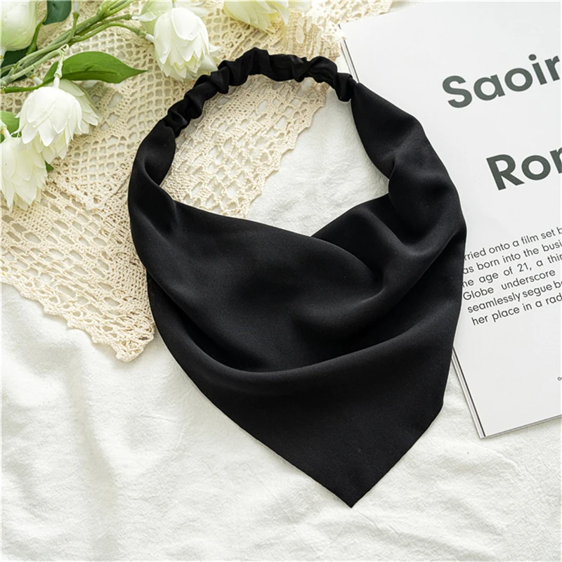 

MueRaa Fashion Spring Summer Women Girls Hairstyle Triangle Bandanas Elastic Headband Lady Elegant Hair Accessories Hairband