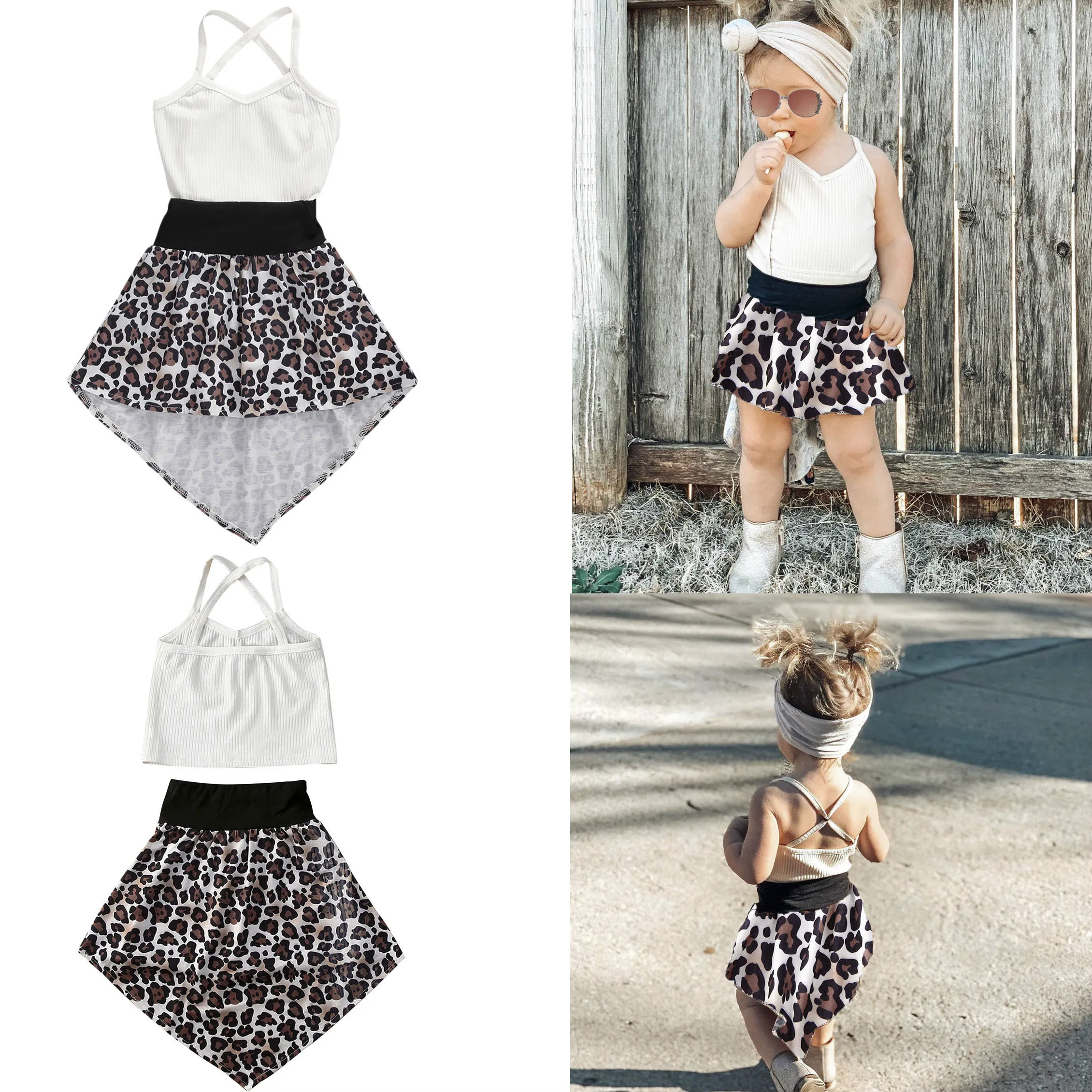 Женский модный комплект одежды для маленьких девочек жилет без рукавов + юбка