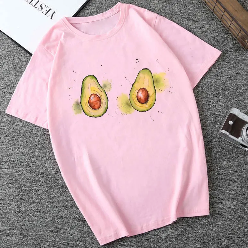 

Women New Avocado Cartoon T Shirts Vintage Harajuku Personality Cute Tops Printing Short Sleeve T-shirt Tee Tops Female Clothing