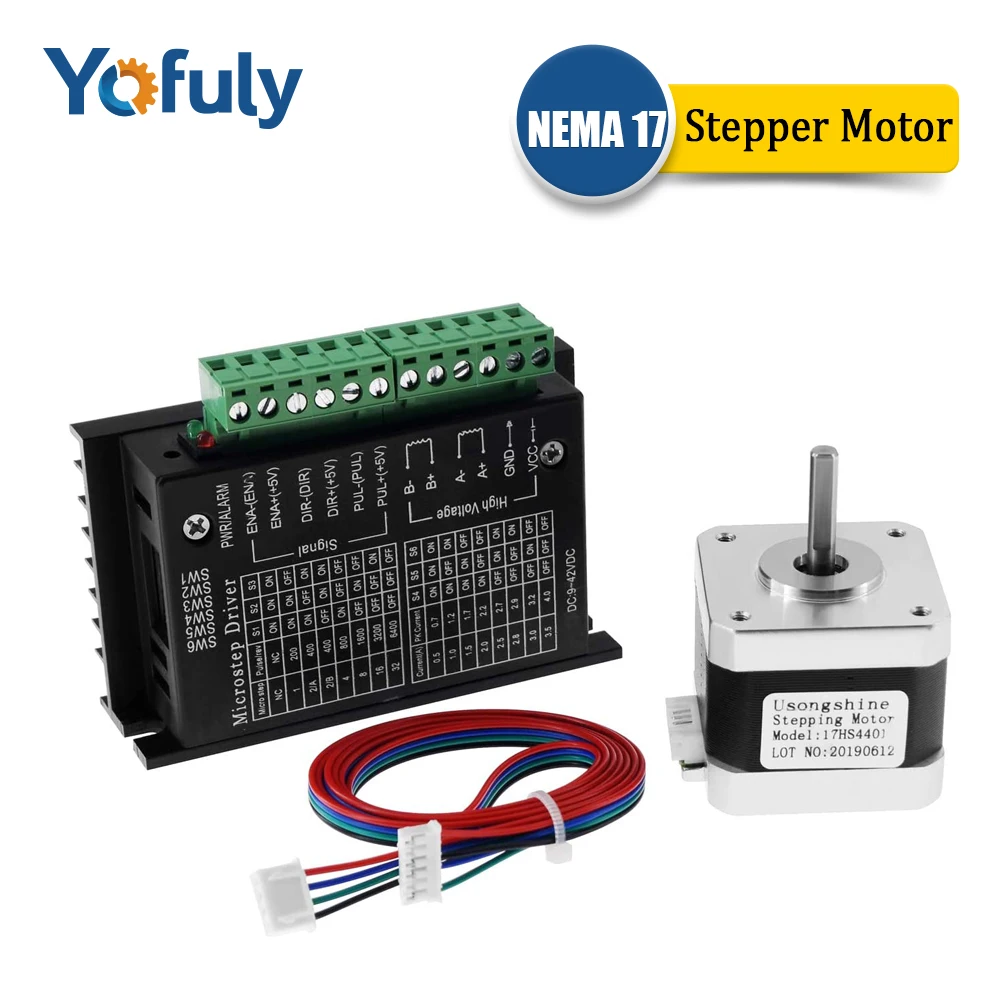 Nema 17 шаговый двигатель + Драйвер шагового двигателя Модернизированный TB6600 4A 9-42V