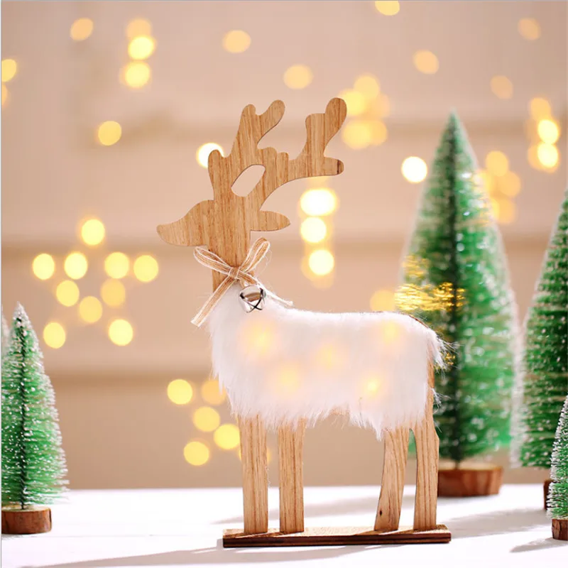 

Рождественские украшения для дома, рождественские украшения для мужчин и женщин в виде лося с белыми пушистыми блестками, рождественский п...