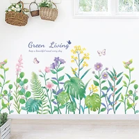 nordic plant flowers wall stickers for living rooms skirting bedroom bedside decortion home decor self adhesive vinyl sticker