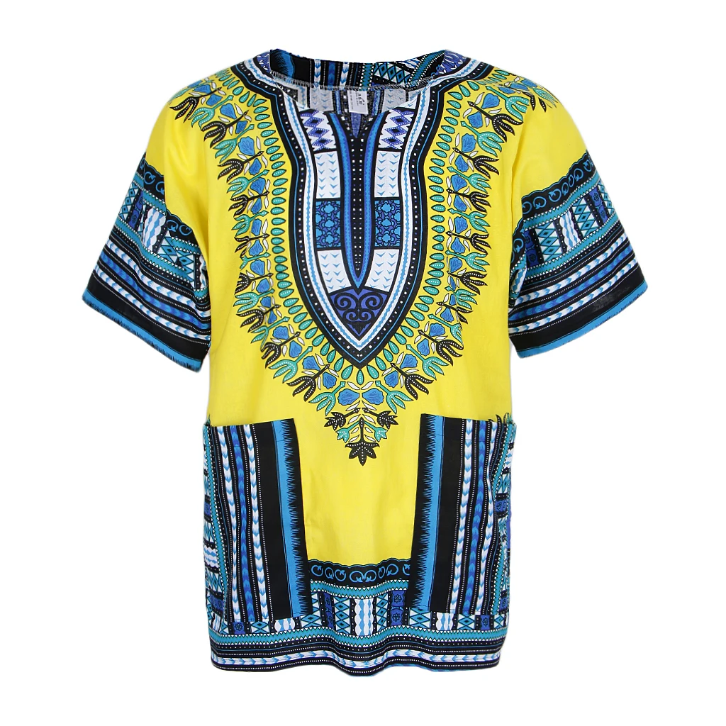 

African Geometric Prints Skirt Dress Cotton Dashiki Ethnic Caftan Women Men