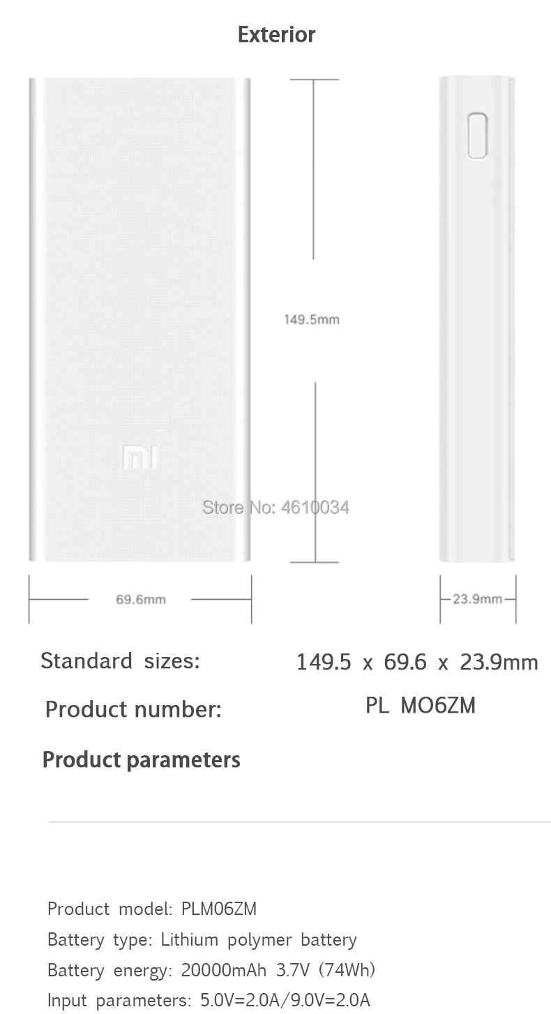 2 шт. Xiaomi power Bank 20000 мАч 2C Быстрая зарядка QC 3,0 Внешняя батарея два порта usb power bank портативное зарядное устройство для мобильного телефона