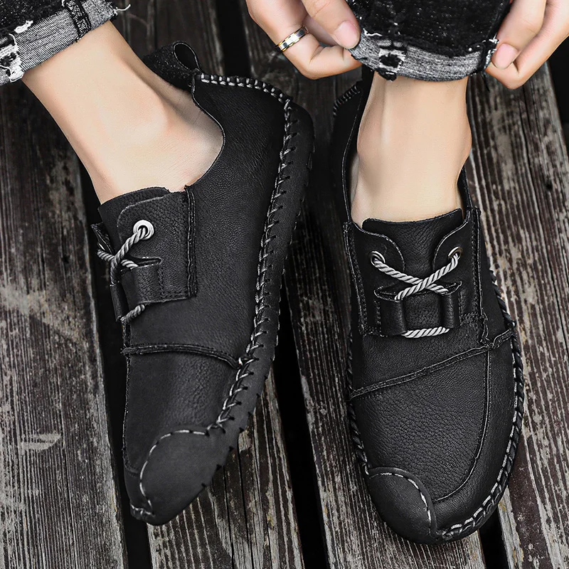 Men Loafers High Quality Handmade genuine suede Leather Shoes Men's Comfortable Sneakers Fashion Walking big szie 48 | Обувь