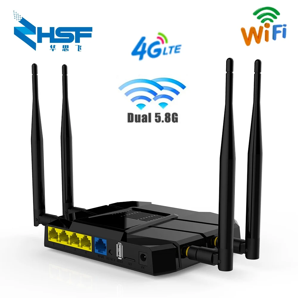 1200Mbps wireless router 2.4G 5G gigabit with SIM card slot 11AC external antenna wifi repeater mesh Wi-Fi LTE | Компьютеры и офис