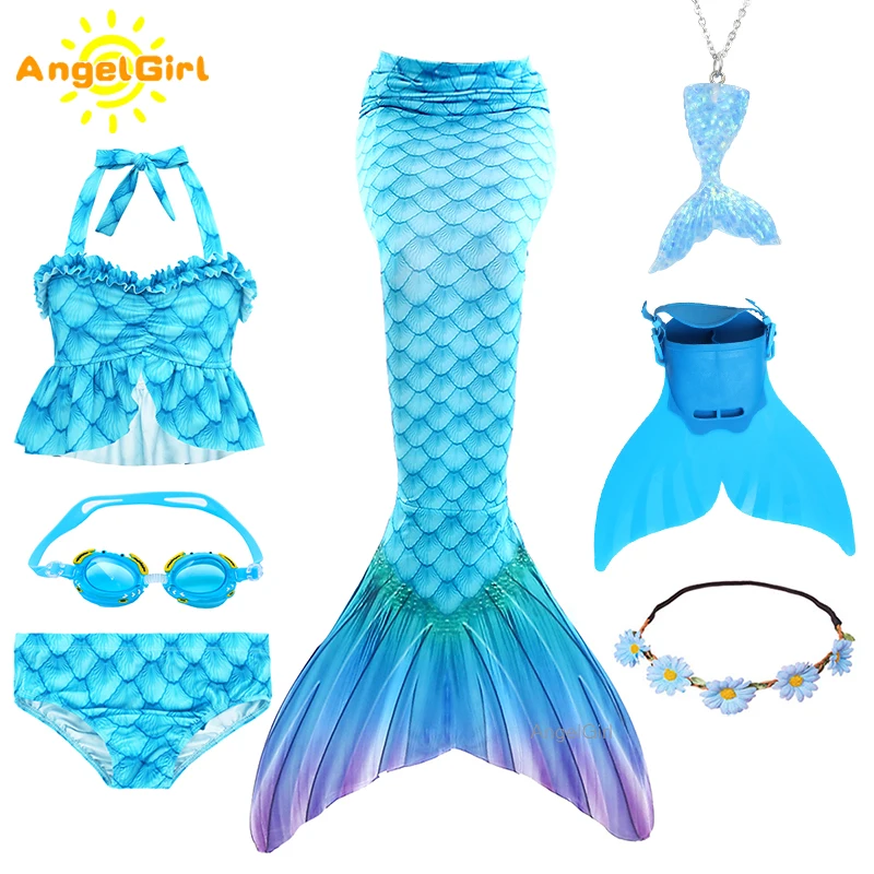 Детский костюм Русалочки AngelGirl с хвостом купальный ластами праздничный бикини