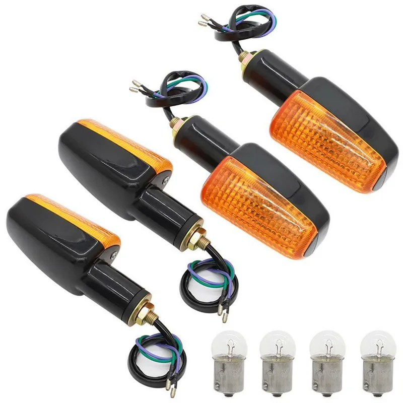

4 шт 12V 6 вольт Сигналы поворота для мотоцикла светильник индикатор мигалки лампы Янтарные линзы поворотники Янтарный светильник
