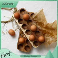 12 cells japanese style simple modern wooden double row egg container storage box tray rank home kitchen creative organizer tool