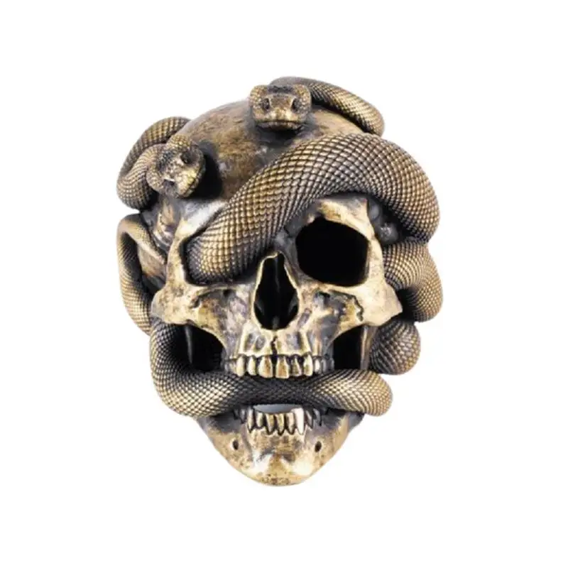 

3D скульптура черепа и змеи из смолы, статуя, украшения, украшение, голова человека, голова скелета из смолы, змея, реквизит на Хэллоуин, Декор