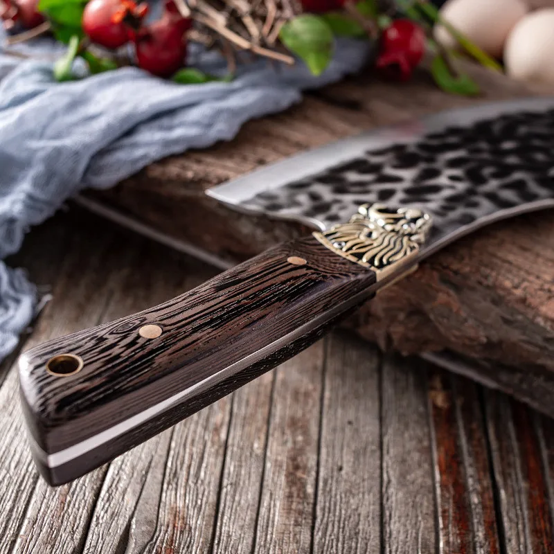 Острый кухонный нож из нержавеющей стали разделочный с узором домашний молоток