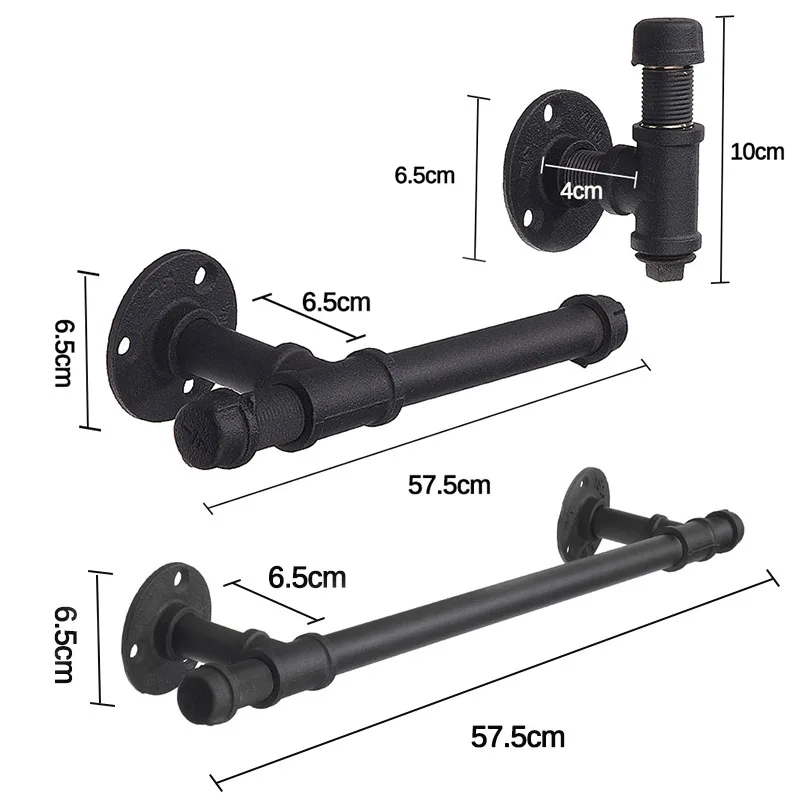 

4Pcs set DIY Retro Rustic Rural Vintage Water Iron Pipe Shelves Bracket Towel Bar Handle Black Pipe Shelves Industrial Furniture