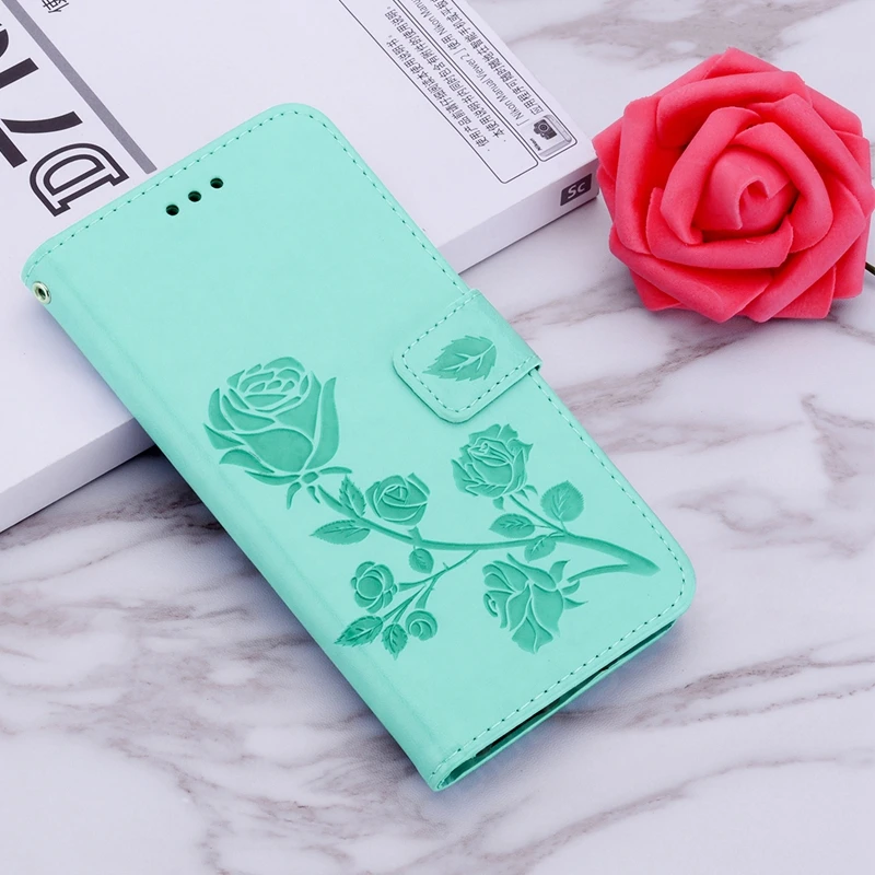 Чехол-книжка из искусственной кожи с розами для huawei P20 Lite P Smart Z Y5 Y6 Y9 Prime Y7 Honor 7A 7C Pro 8A 8X mate 10 20 - Цвет: Green