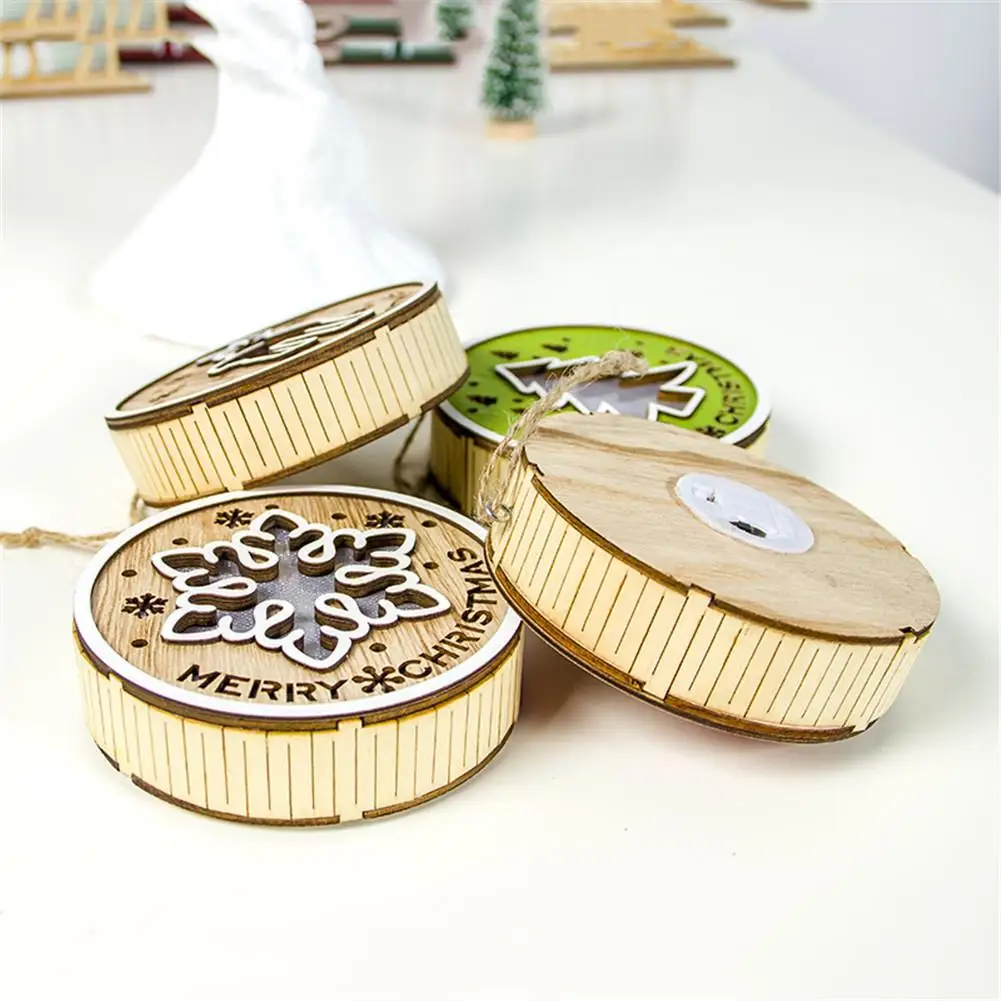 1 снежинки олень освещение Рождественская елка Висячие деревянные украшения