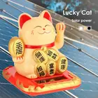 Манеки Неко на солнечной батарее, счастливый кот, черныйбелый, приветственный, встряхивающий руки, китайский счастливый кот для дома, автомобиля, гостиницы, ресторана, Декор