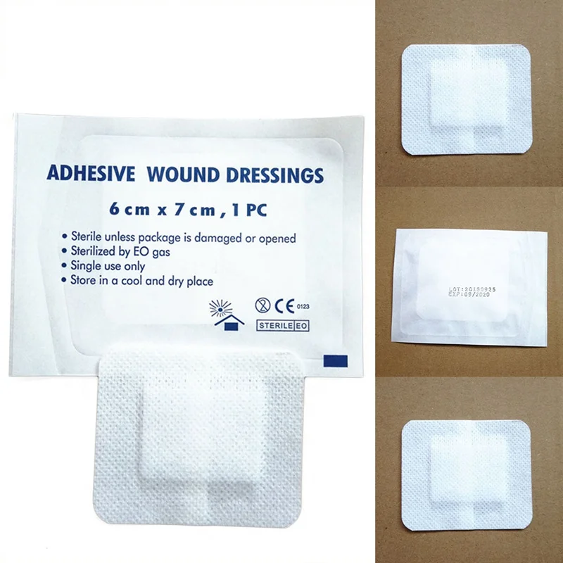10Pcs/lot Large Size Hypoallergenic Non-woven Adhesive Wound Band Aid Bandage First 6*7cm | Безопасность и защита