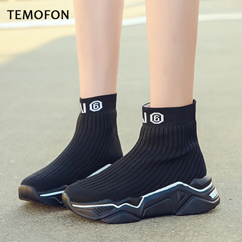 Женские эластичные ботинки-носки на платформе | Обувь