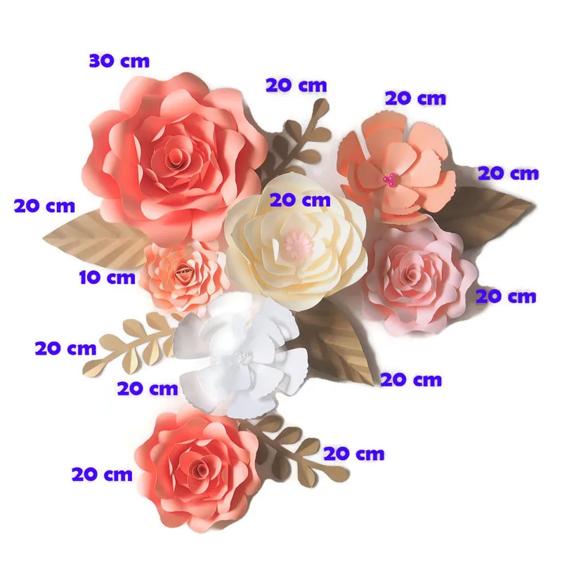 DIY Искусственные цветы гигантский бумажный цветок 7 шт. + 6 оставленных свадебных