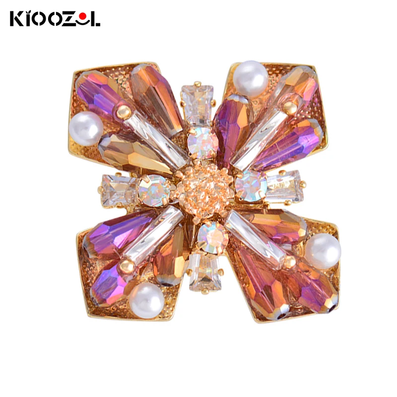 

KIOOZOL Luxury Irregular Solid Crystal Flower Brooch For Women Vintage Fashion Charm Jewelry Accessories 170 KO2