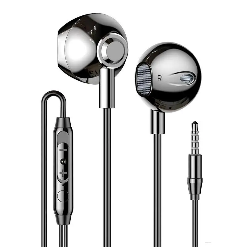 

V9 Heavy Bass Metal Earbud Earphone Round Wire With Wheat Suitable For Apple Android Phone Headset