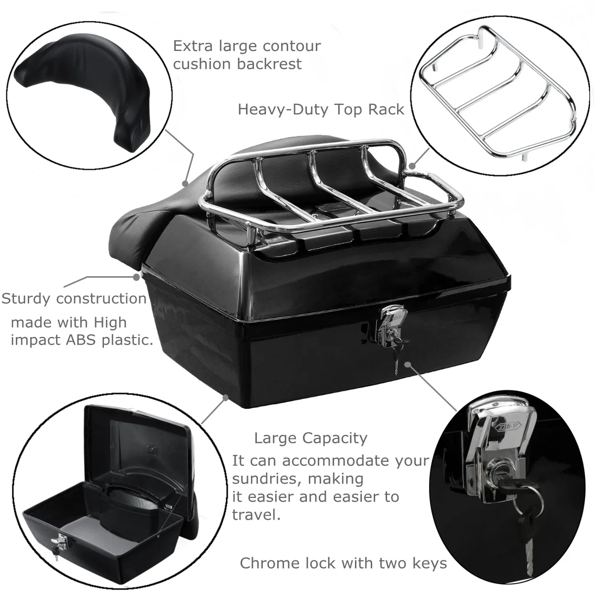 Задний багажник для мотоцикла 48 л коробка хранения чехол ящик инструментов с