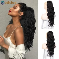 eotltiue long wavy ponytail human hair peruvian remy hair body wave ponytail long clip in extensions for women natural black 26