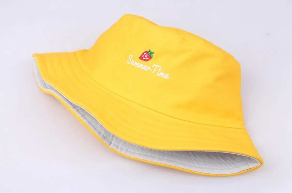 Летняя Панама с принтом шляпа вышивкой желтая в рыбацком стиле хип хоп Харадзюку