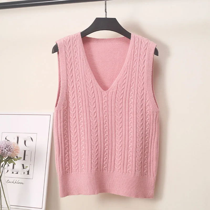 Женский трикотажный жилет с V-образным вырезом красный шерстяной свободного