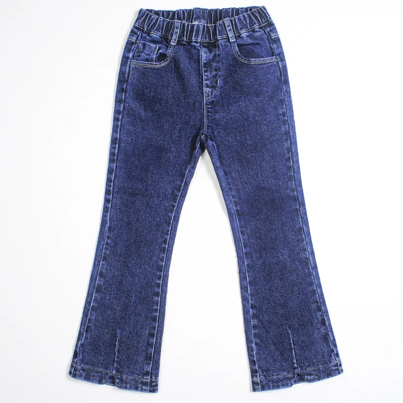 Детские джинсовые брюки осенние модные для мальчиков и девочек синие детская