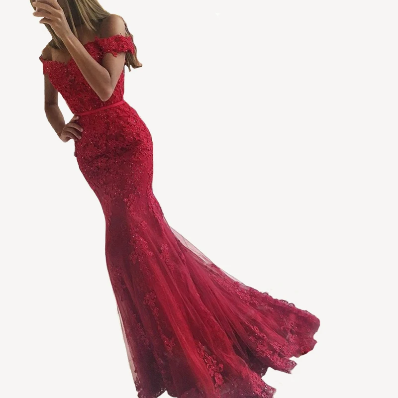 Женское вечернее платье с рукавами крылышками Angel красное кружевное для