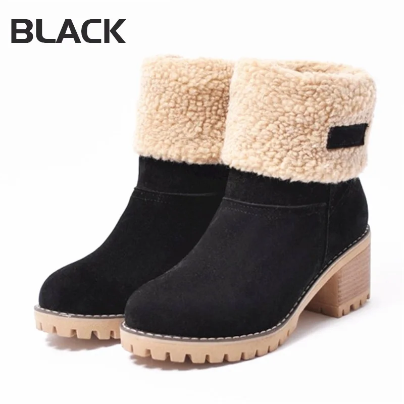 Winter Boots Women Fur Warm Snow Boots Ladies Warm Wool Booties Ankle Boot Comfortable Shoes Casual Female Mid Calf Boots