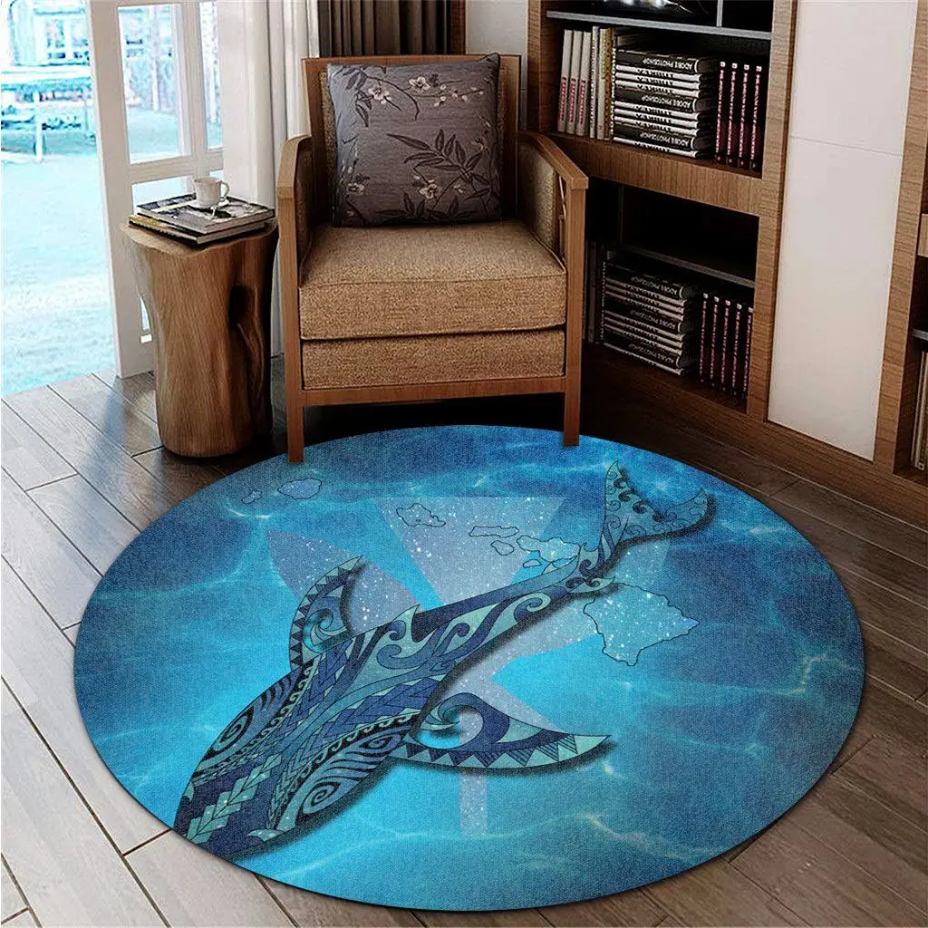 

Hawail Map Kanaka Galaxy Shark Round Carpet 3D printed Non-slip Mat Dining Living Room Soft Bedroom Carpet