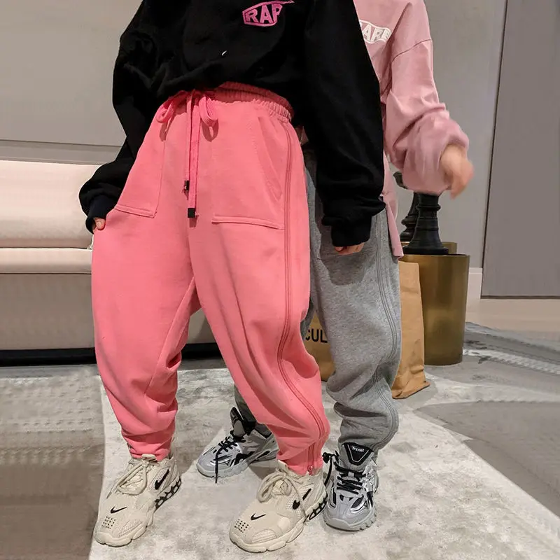 

2020 Autumn Winter Cotton Pants For Girls Solid Casual Sport Pants Jogging Kids Children Trousers Fashion Girls Clothing W698