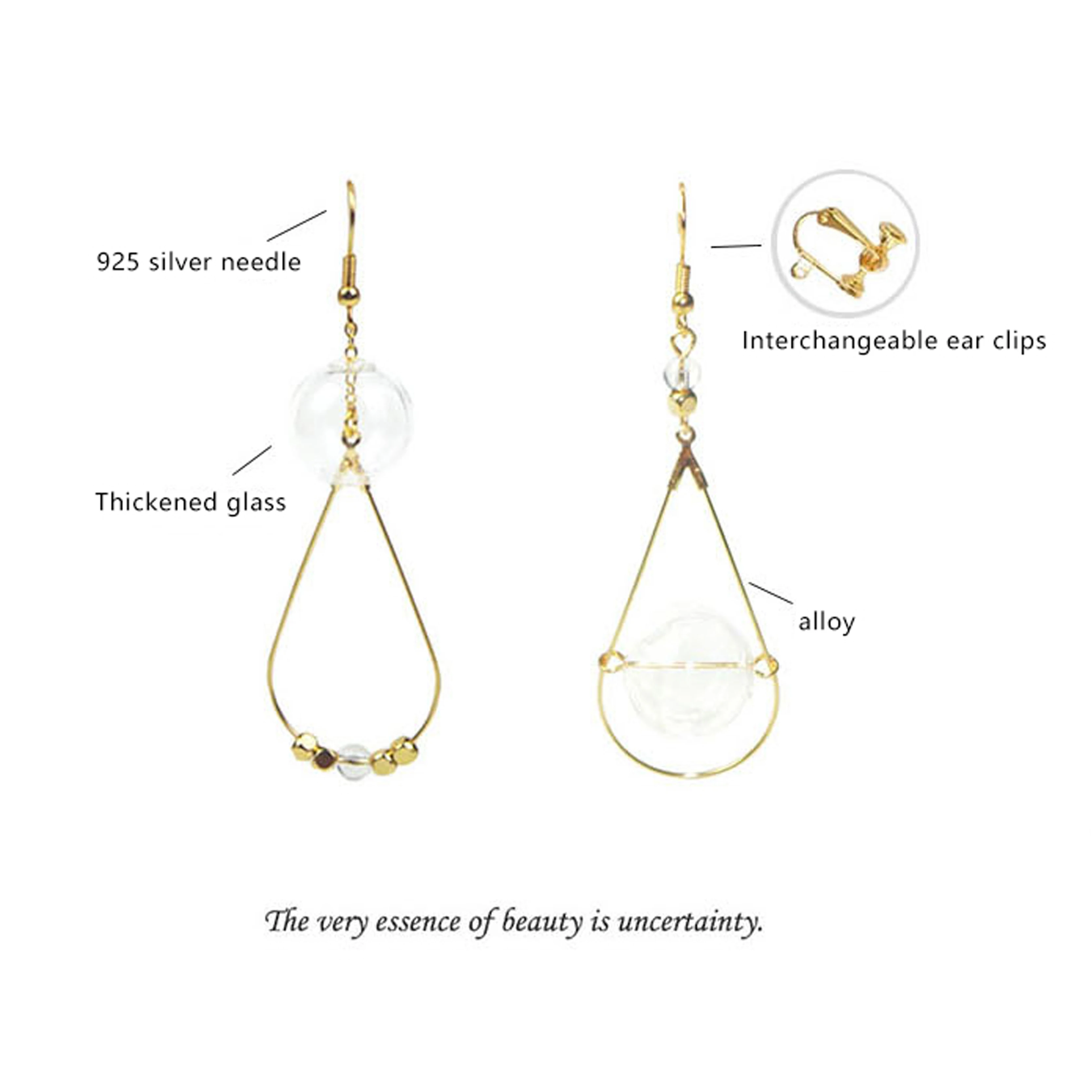 

Lady Earrings 2020 Trend Glass Metal Asymmetric Stud Earrings New French Earrings Women Girl Jewelry Gorgeous Gift Accessories