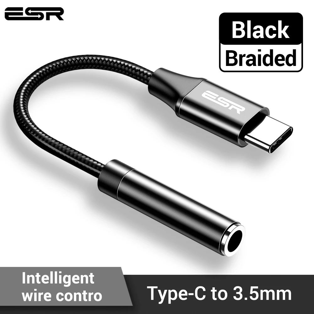 Адаптер для наушников ESR Type-C-3 5 мм AUX Huawei mate 20 P30 pro Xiaomi Mi 8 9 SE Type C-3 Jack аудиокабель |