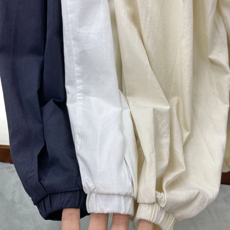 

CHICEVER White Casual Cargo Pants For Women High Waist Pockets Solid Oversize Ruched Long Trousers Females Fashion Clothing 2021