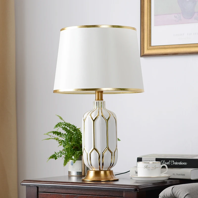 Роскошная Современная Белая Керамическая Настольная лампа для спальни