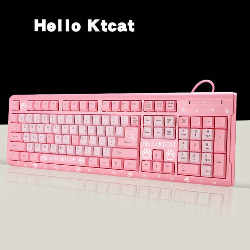 Usb com Fio Usb do Computador para Meninas do Desktop Rosa Teclado Ktcat Bonito Meninas Ultra-fino