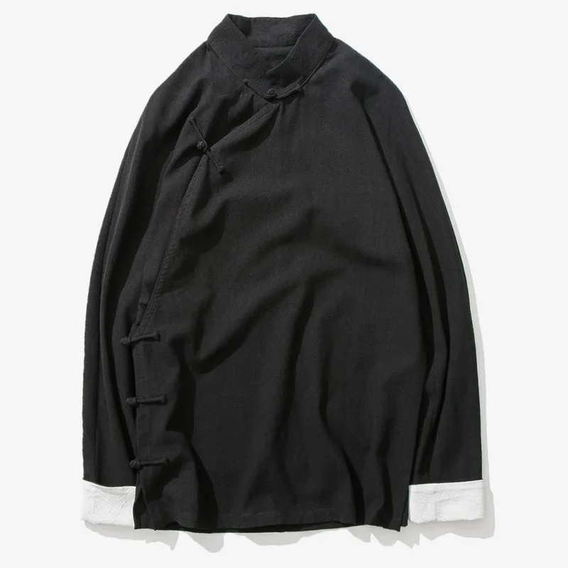 

Mens Tradictional Chinese Clothing Cotton Linen Casual Mandarin Collar Shirts Hanfu Kung Fu Tai Chi Master Costume Tops