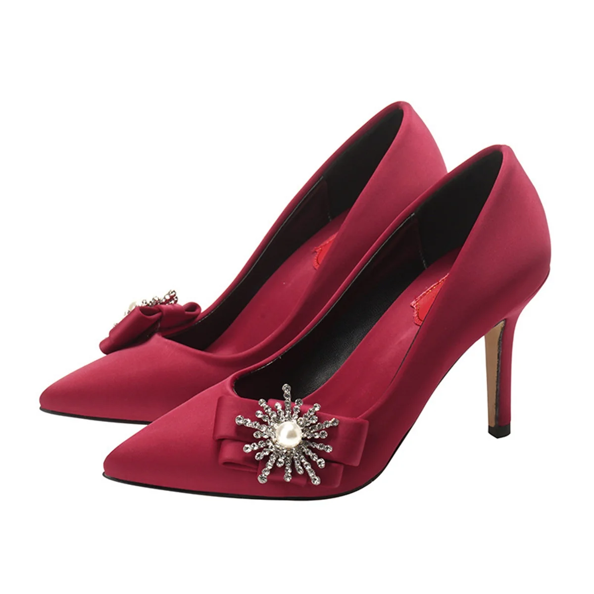 

2021 New Women Shoes Pointed Toe Dress High-heeled Pumps 7CM 9CM Fine Heels Beautifully Decorated Wedding Women's Shoes