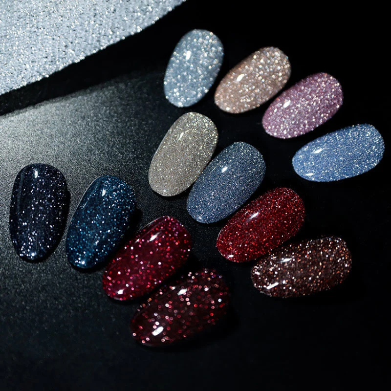 

Блестящий клей для ногтей 12 цветов, стойкий Быстросохнущий лак для ногтей, цветной Алмазный кристалл, новое художественное украшение, клей ...